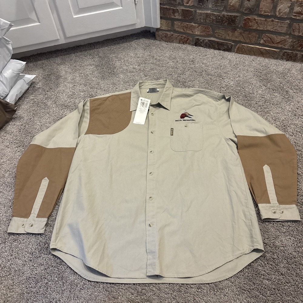 Vintage Columbia Sportswear 2XL SHARPTAIL long Sleeve Hunting Should Pad Shirt